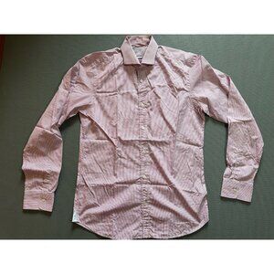 Hugh & Crye Shirt Medium Tall Slim Lean Red Striped